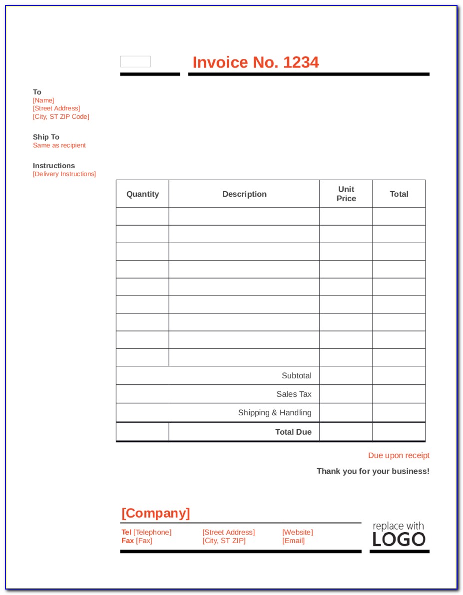 Blank Sample Invoices