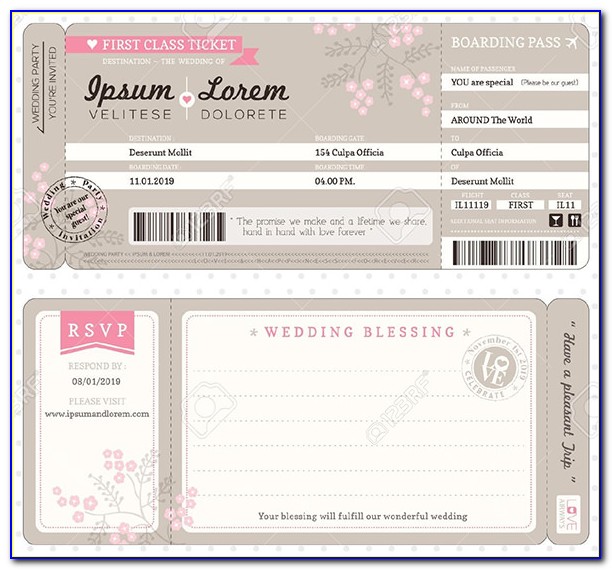 Boarding Pass Wedding Invitations Template Free Download