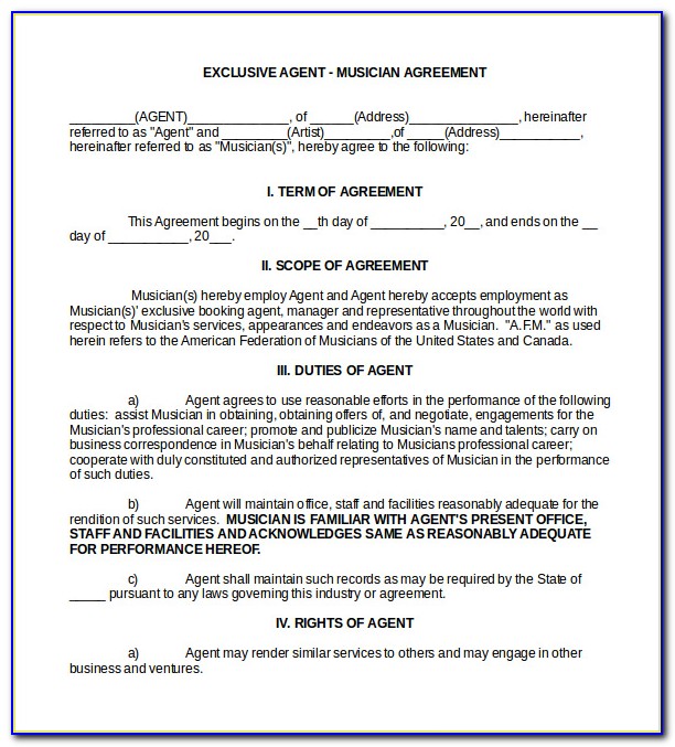 Booking Agreement Contract Template