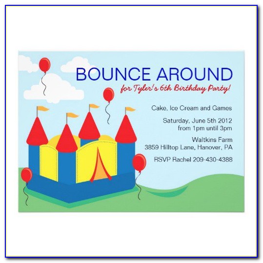 Bounce House Birthday Invitations Templates