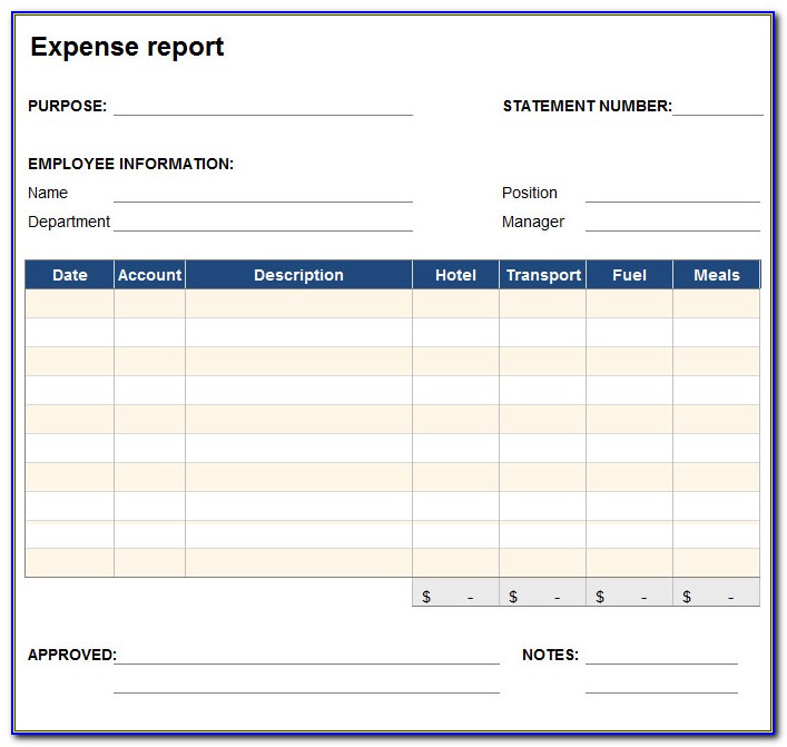 Business Expense Report Template Free