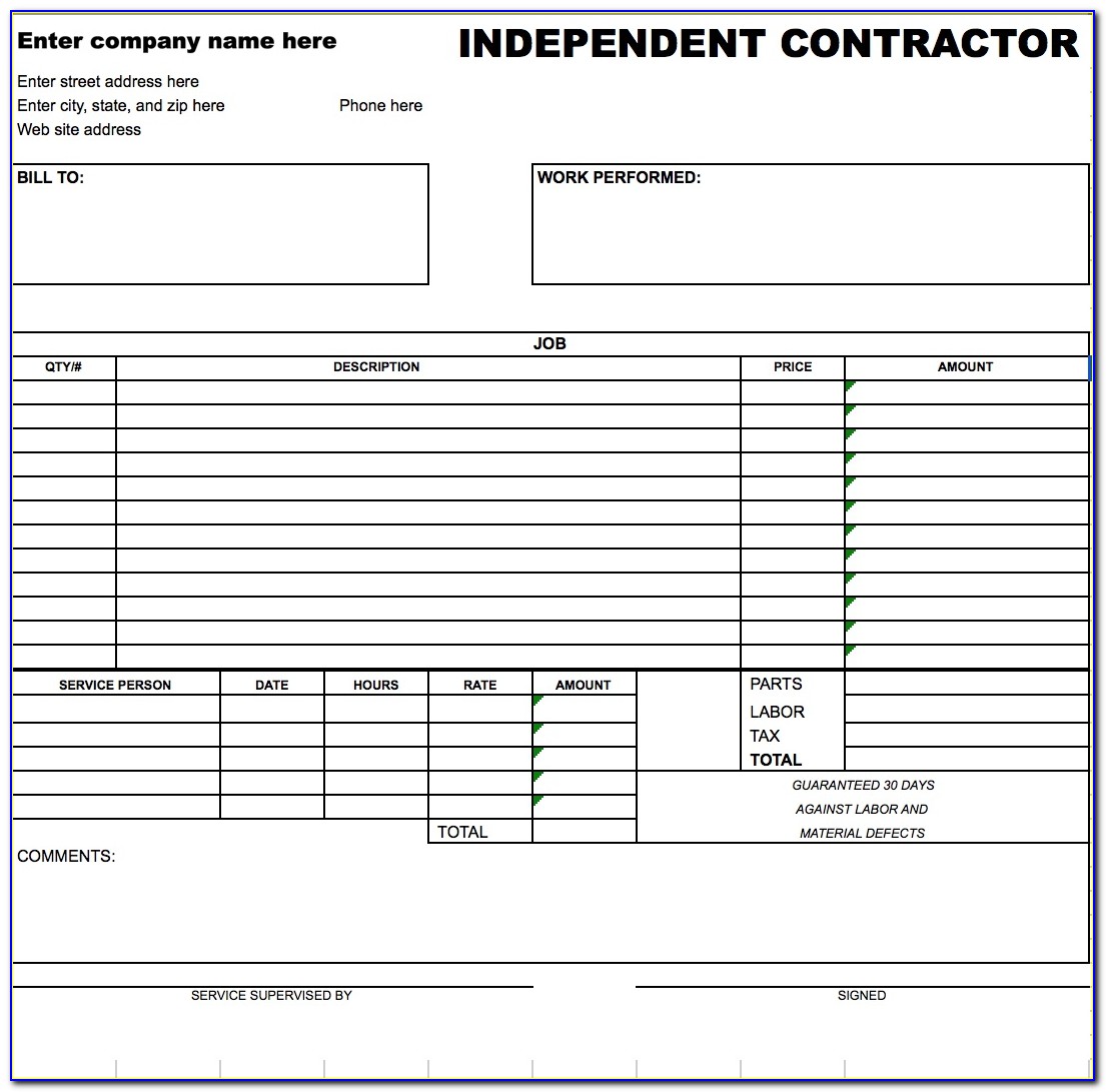 Carpentry Invoice Forms