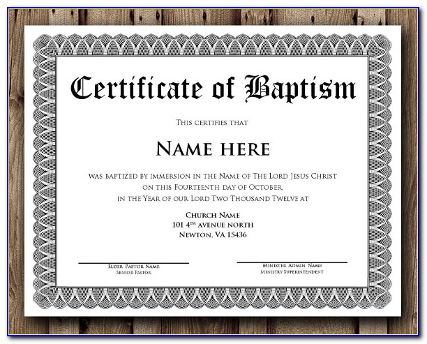 Catholic Baptism Certificate Template Word