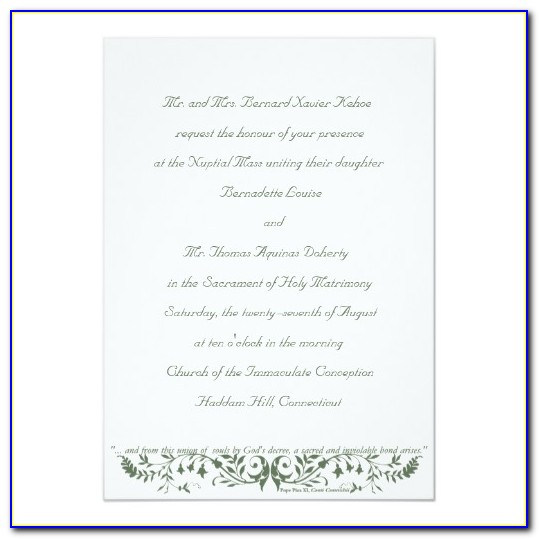 Catholic Wedding Invitation Card Template