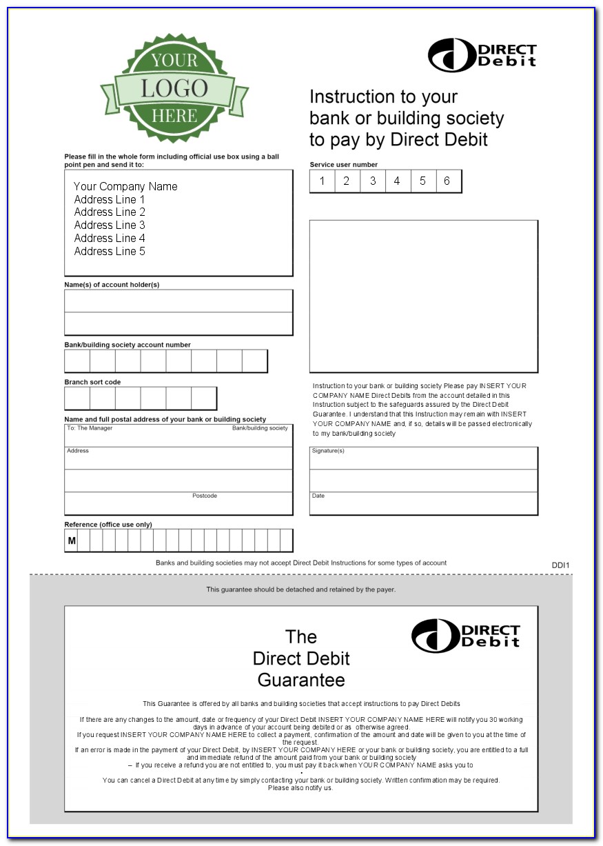 Charity Direct Debit Form Template