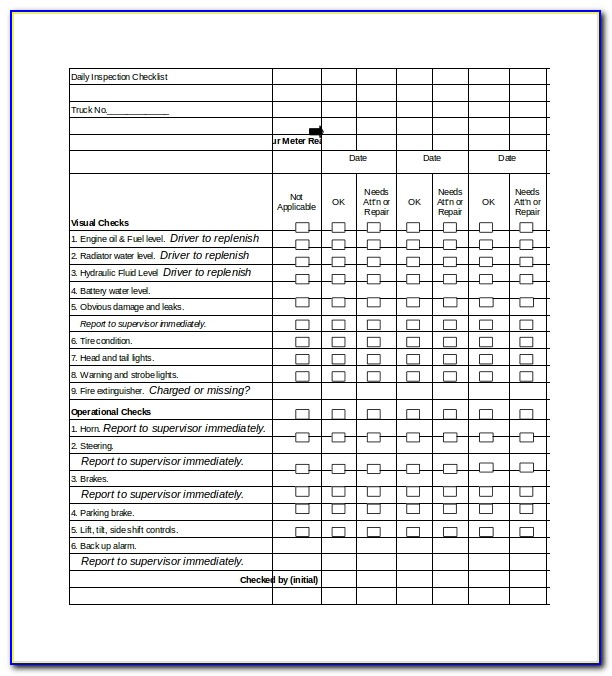 Checklist Template Excel Download Free