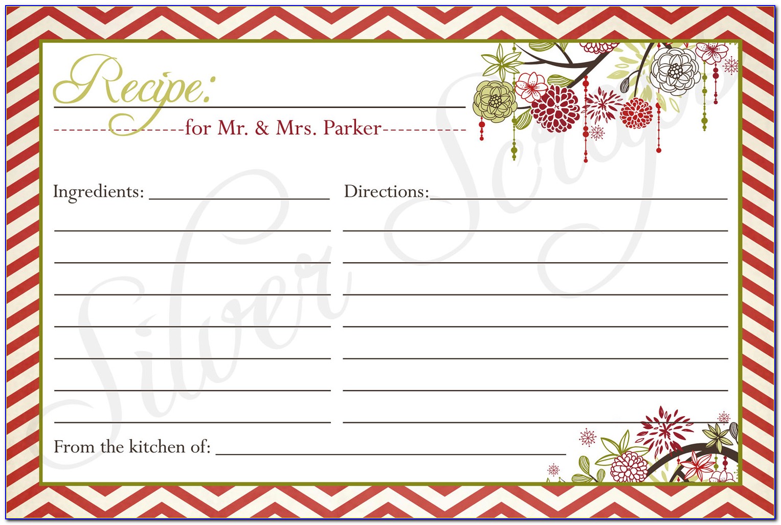Christmas Recipe Card Template For Word