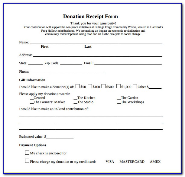Church Receipts For Donations Template