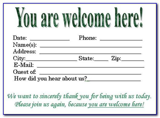 Church Visitor Cards Templates Free