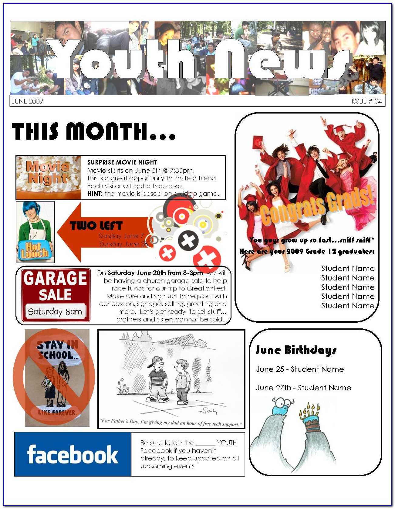 Church Youth Newsletter Templates