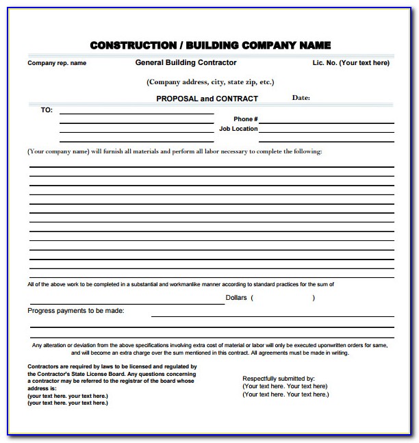 Cleaning Contract Bid Template