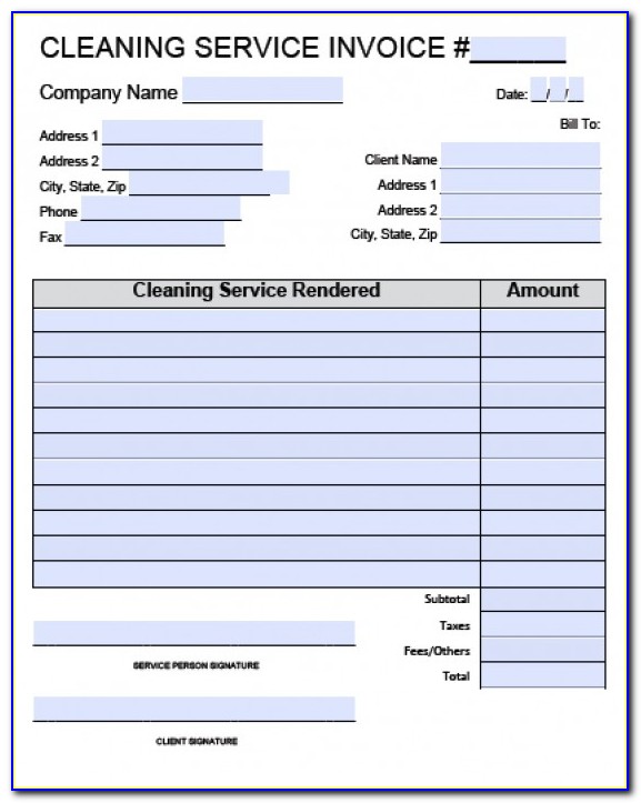 Cleaning Invoice Template Pdf
