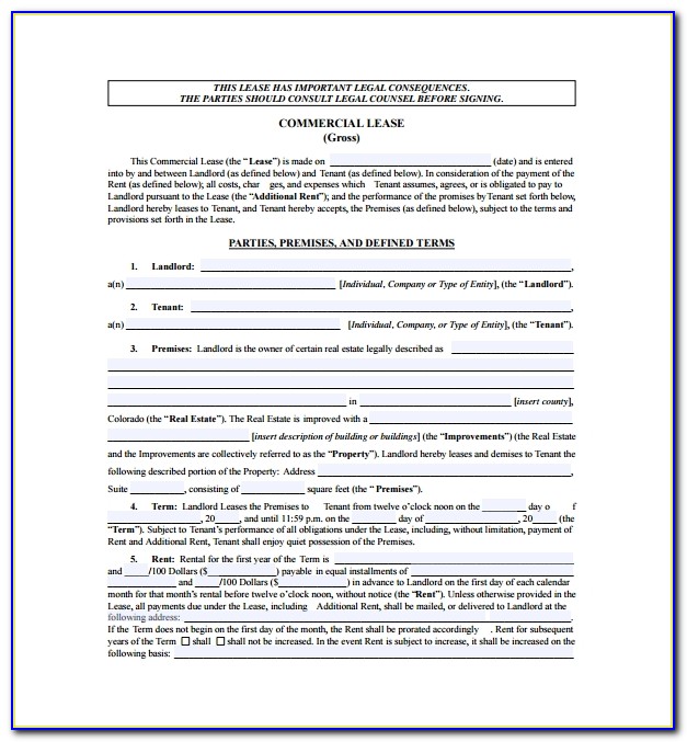 Commercial Gross Lease Template
