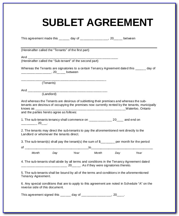 Commercial Sublease Agreement Template Free Australia