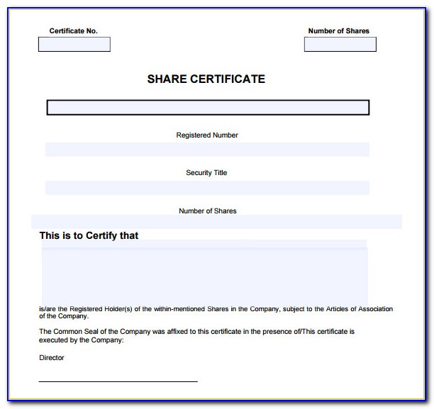 Company Share Certificate Template Uk