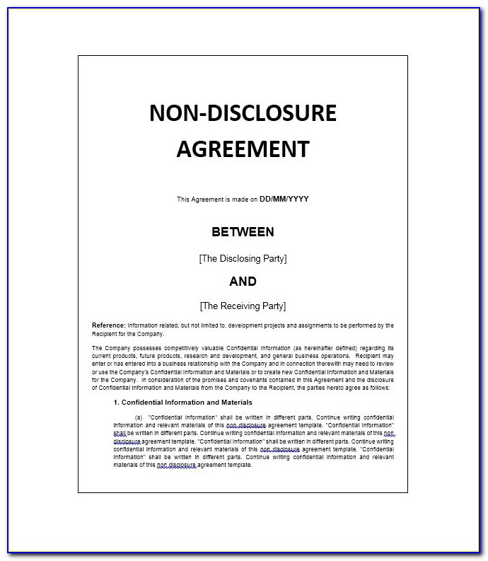 Confidential Disclosure Agreement Template Free