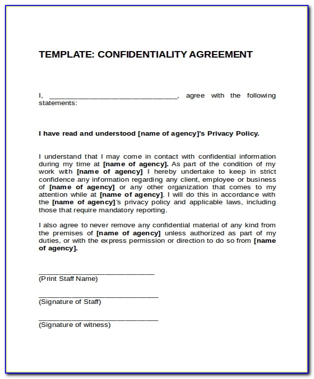 Confidentiality Agreement Template Australia