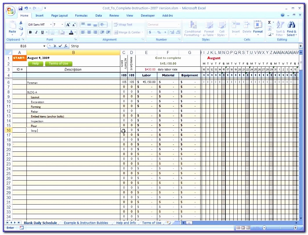 Construction Project Schedule Template Excel Free Cjhbc Lovely Cost To Plete For Construction In Excel