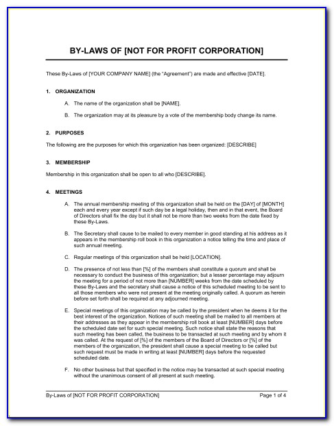 Corporate Bylaws Template California