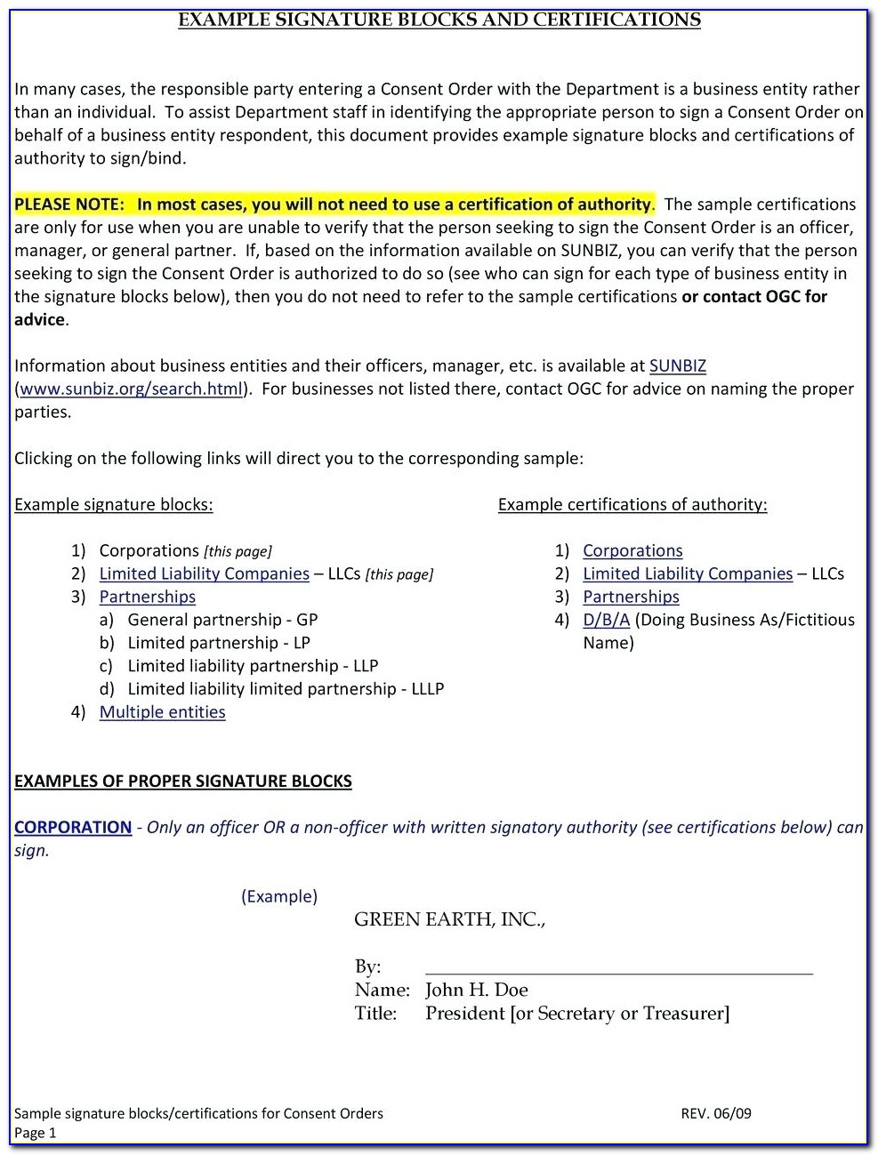 Corporate Resolution Authorized Signers Template