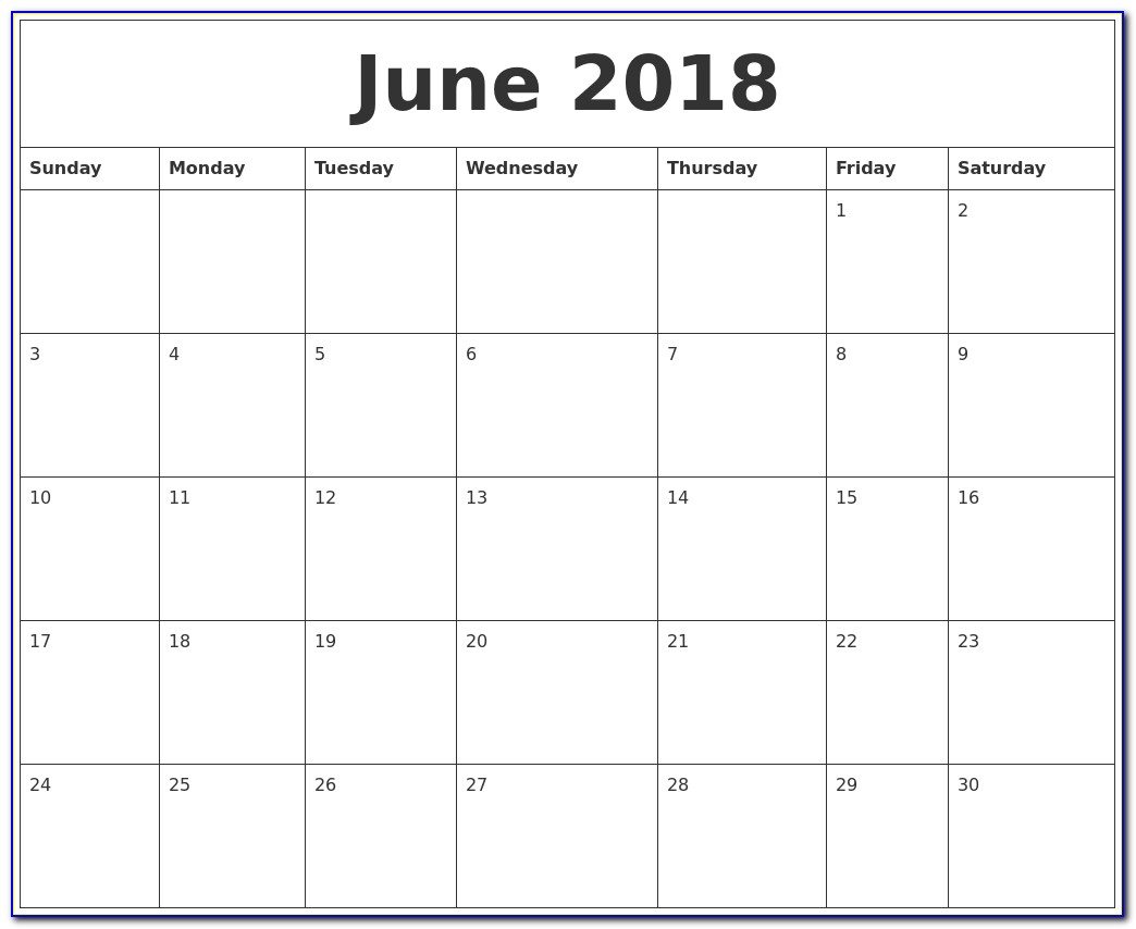 Customized Calendar Template 2018