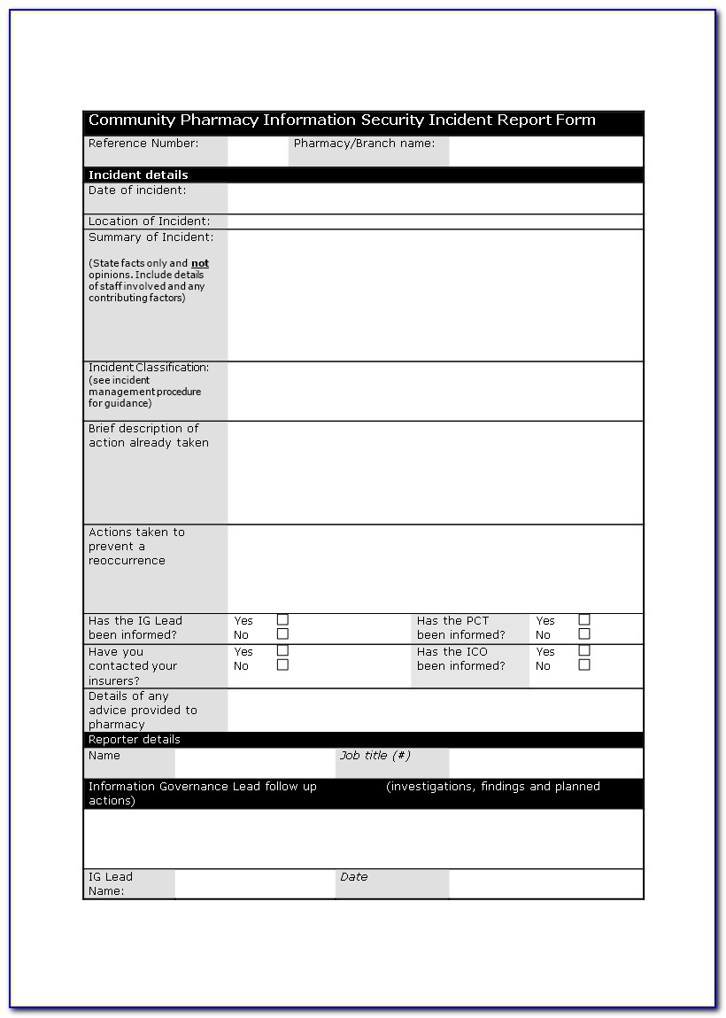 Cyber Security Incident Report Template Word