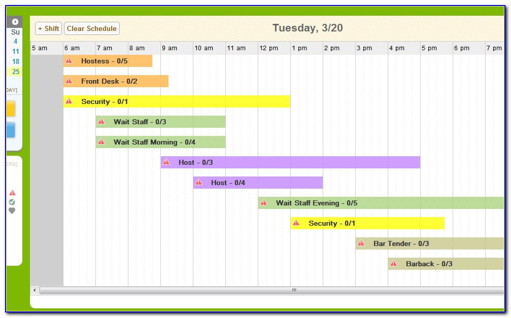 Daily Employee Shift Schedule Template