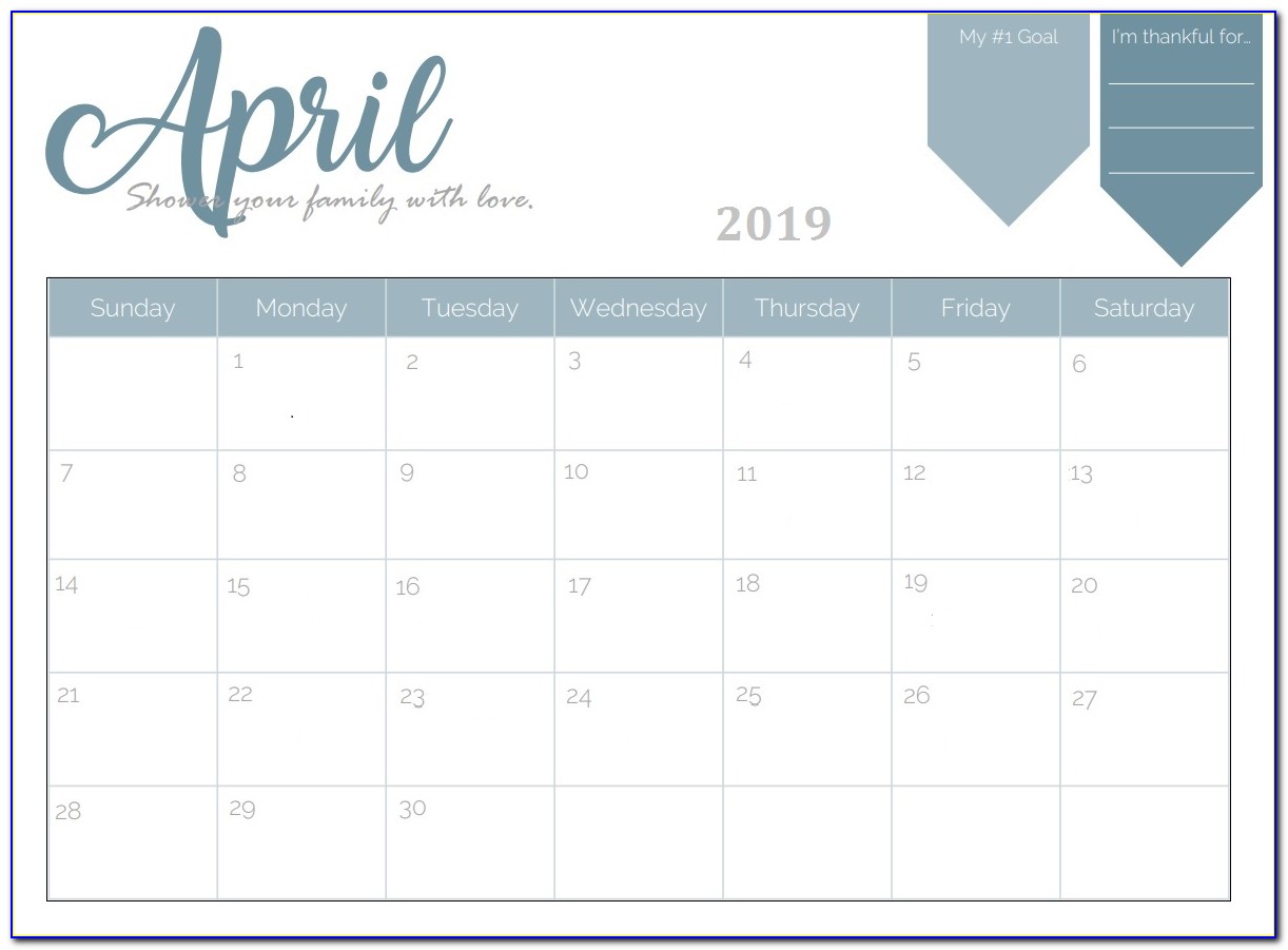 Desk Calendar Template 2019 Free