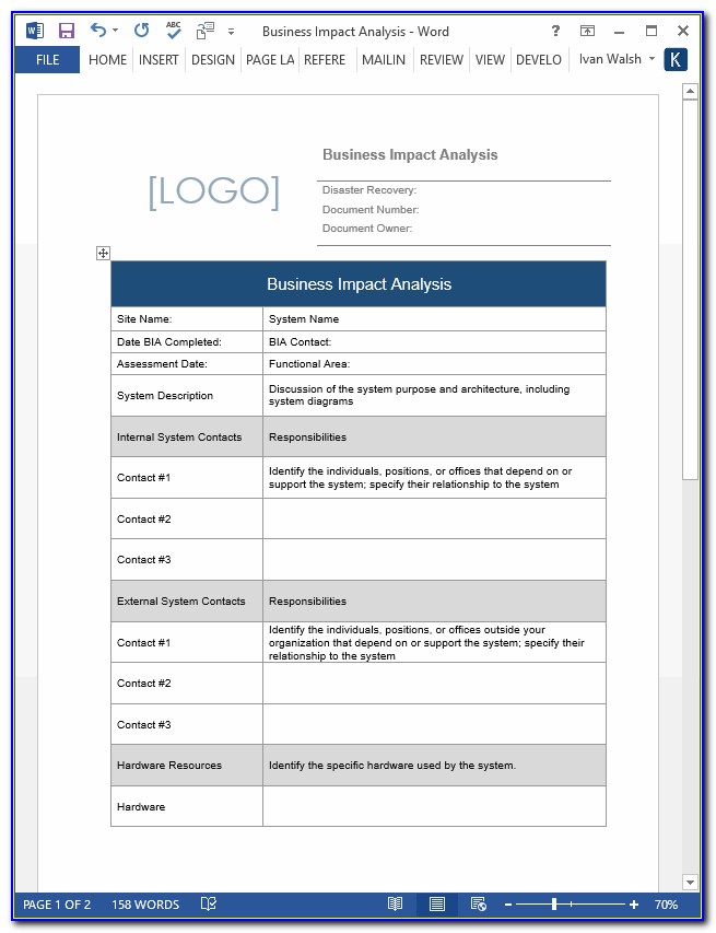 Disaster Recovery Test Report Template