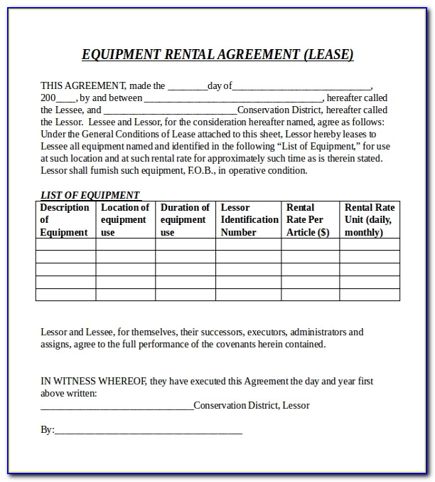 Dj Equipment Rental Contract Template