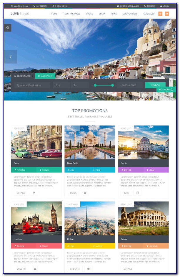 Download Free Tourism Website Template