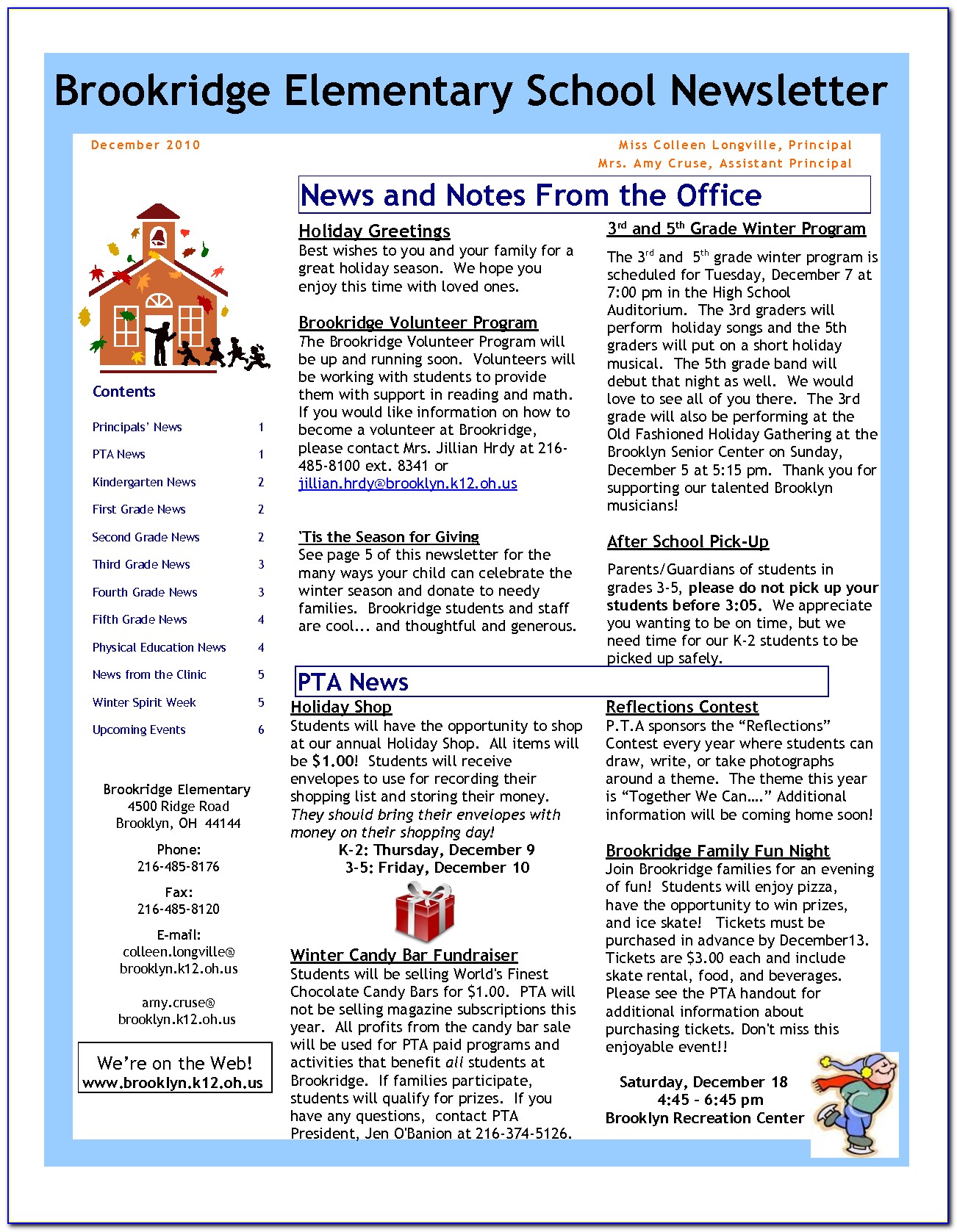 Elementary School Newsletter Template Free