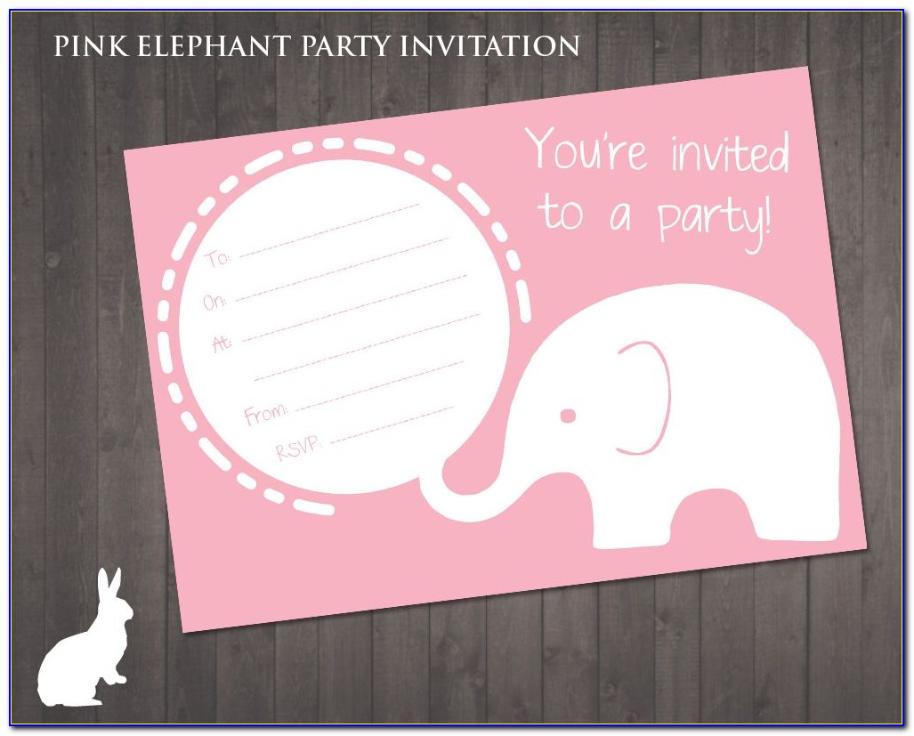 Elephant Birthday Invitation Template