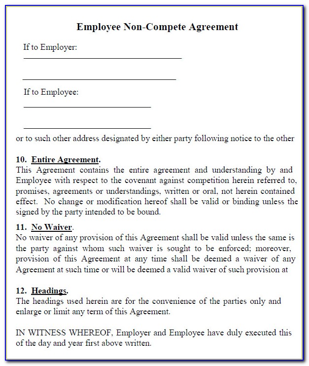 Employee Non Disclosure Non Compete Agreement Template