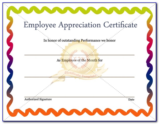 Employee Recognition Award Certificate Template