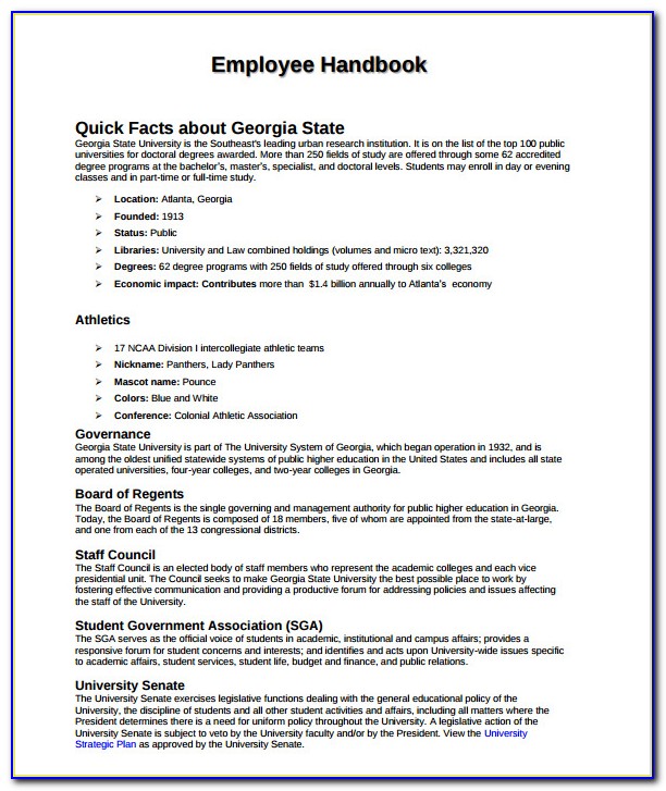 Employment Handbook Examples