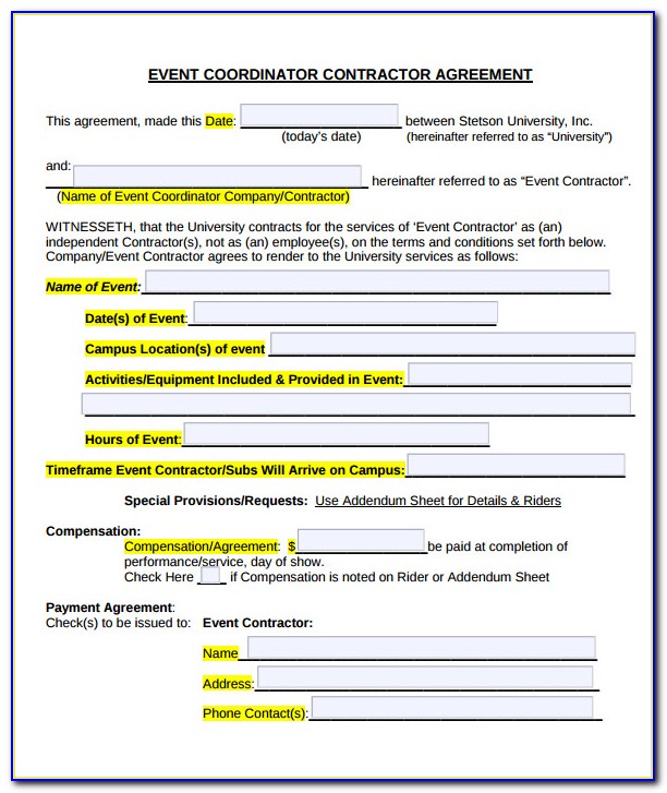 Event Planning Contract Template Free