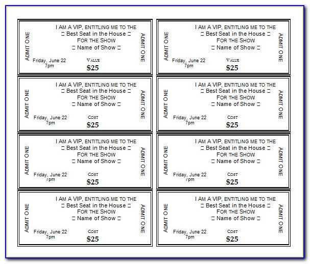 Event Tickets Template Word