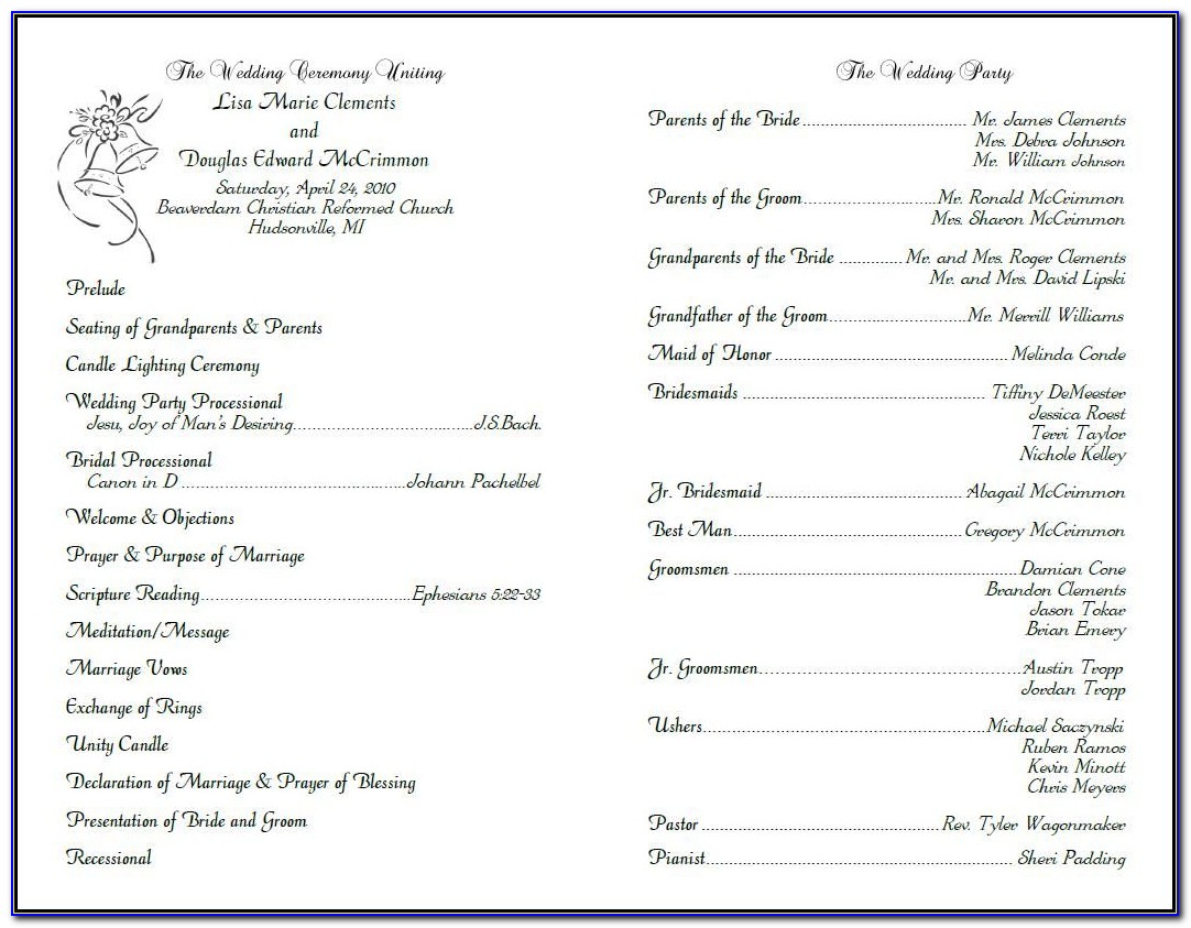 Examples Of Wedding Program Templates