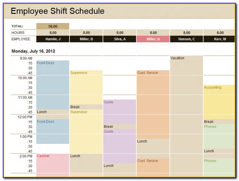 Excel Template For Scheduling Employee Shifts