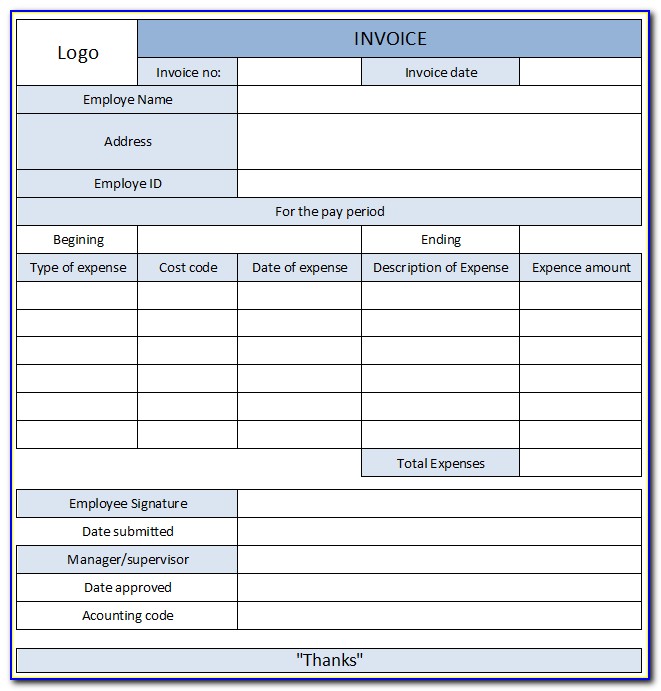 Expense Invoice Template Excel