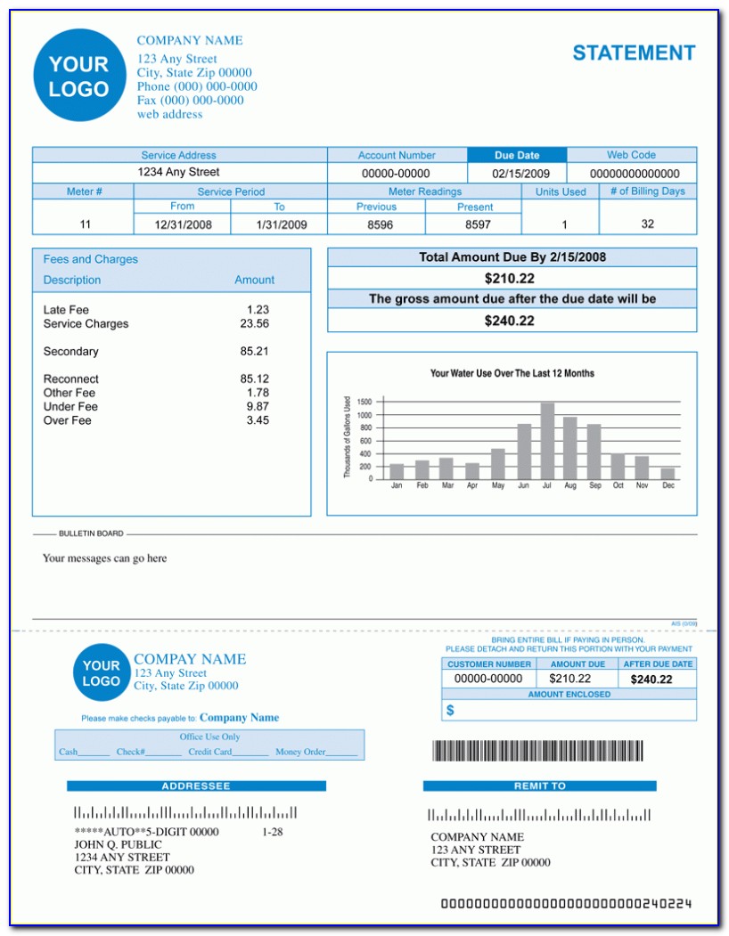 Fake Utility Bill Template Download Free