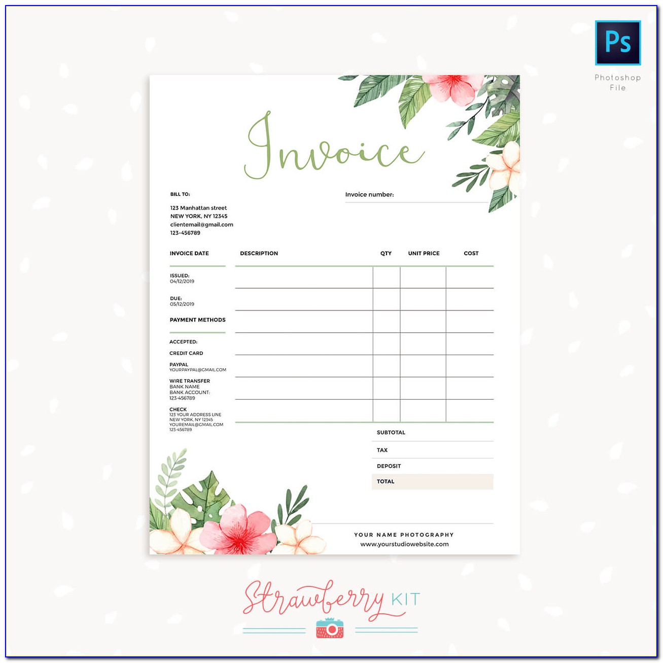 Floral Invoice Template Free