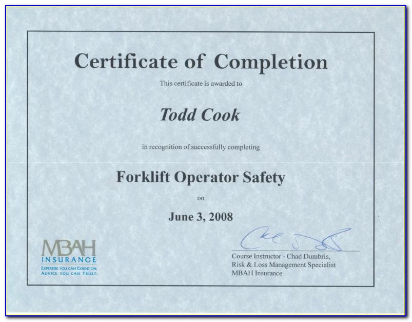 Forklift Certification License Template