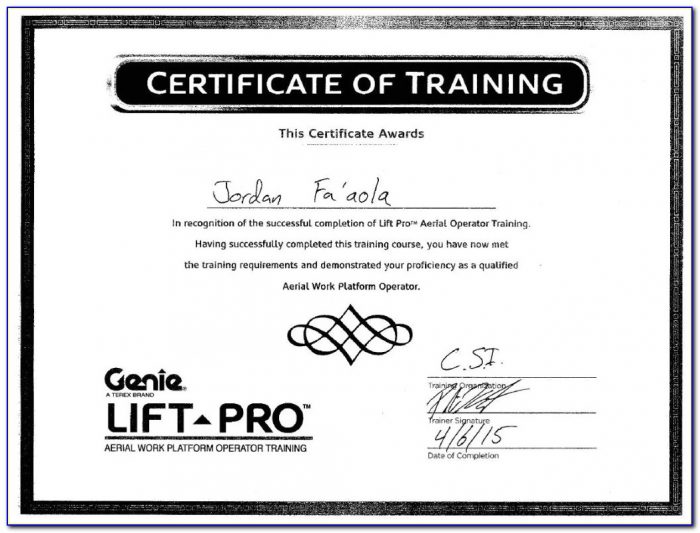 Aerial Lift Certification Card Template Aerial Lift Certification Card Template Blogihrvati Com