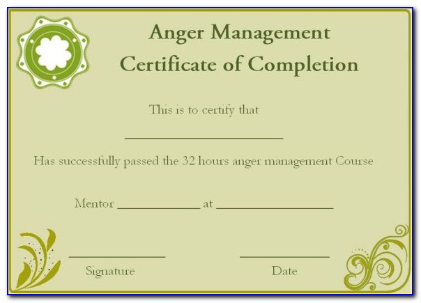 Free Anger Management Certificate Of Completion Template