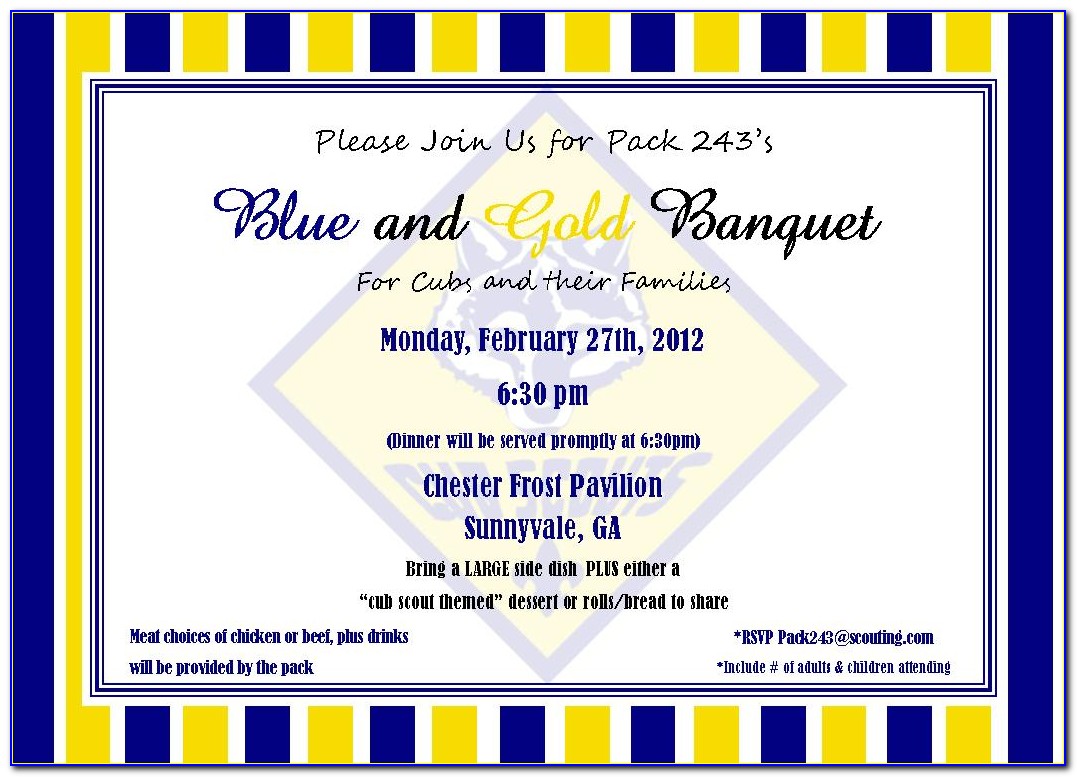 Free Blue And Gold Invitation Templates