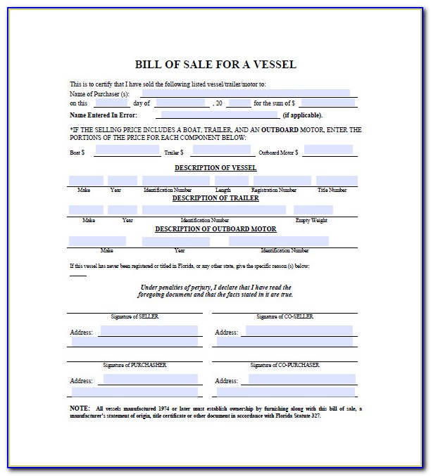 Free Boat Bill Of Sale Template Download