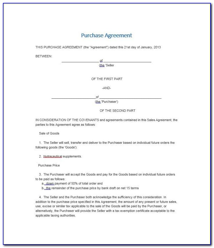 Free Business Sale And Purchase Agreement Template Nz