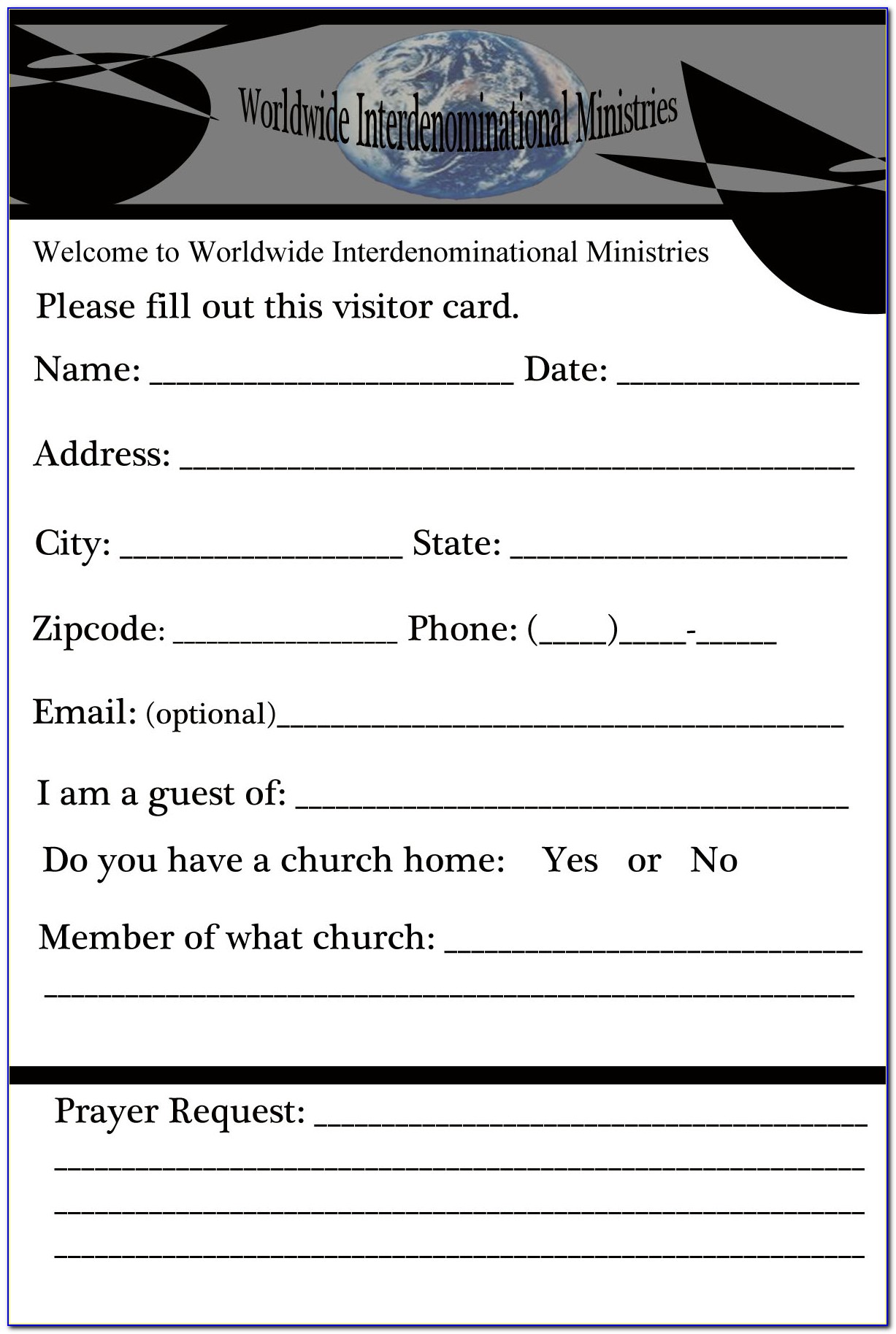 Free Church Visitor Card Template Generator